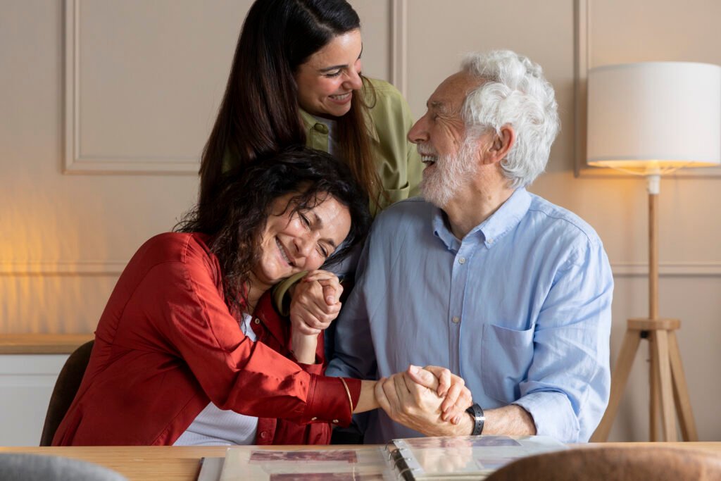 Family Reviewing Documents for Whole Life Insurance Legacy.