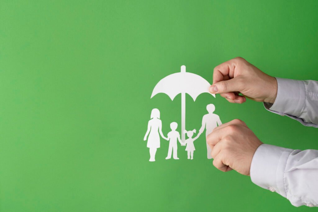 Family Protected by Whole Life Insurance Umbrella – Lifelong Security.