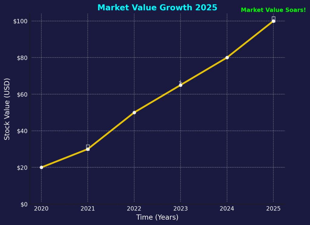 Market Value Stock Chart for 2025 Insurance Giants – Upward Trend with Icons