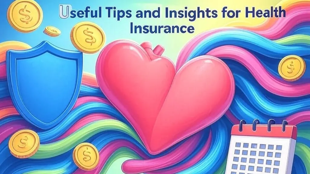 Colorful image with a heart, shield, coins, and calendar, featuring text "Useful Tips and Insights for Health Insurance," highlighting how to utilize preventive care services for better coverage and savings in 2025.